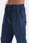 Mavi Yarım Patlı Cep Detaylı Kısa Kollu Örme Pijama Takımı