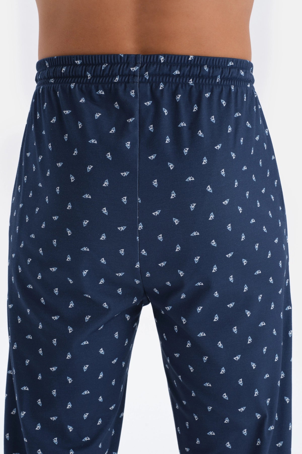 Mavi Yarım Patlı Cep Detaylı Kısa Kollu Örme Pijama Takımı