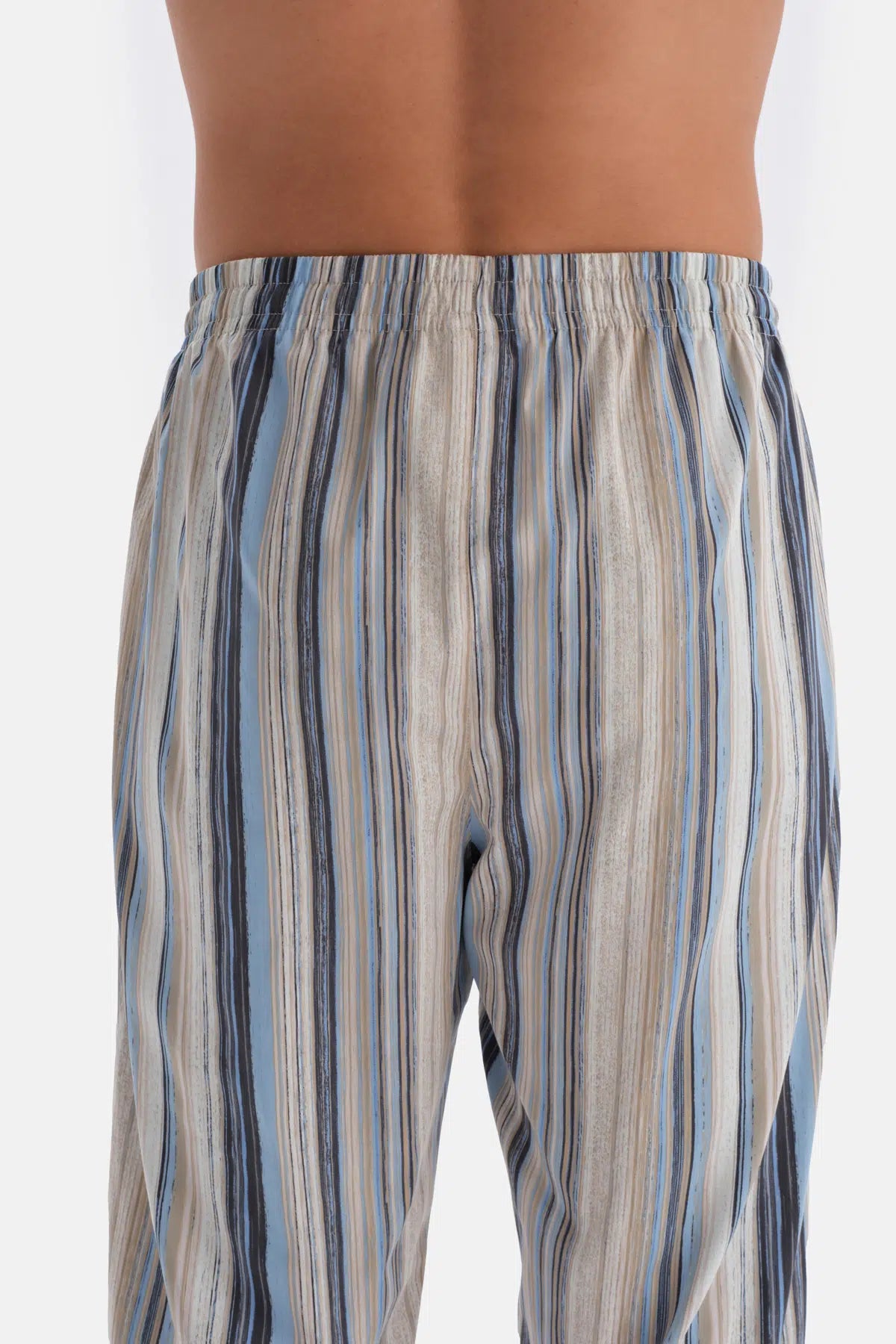 Mavi Bisiklet Yaka Kısa Kollu Altı Dokuma Pijama Takımı