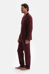 Bordo Mıkroprınt Metraj Baskılı Pamuklu Pijama Takımı