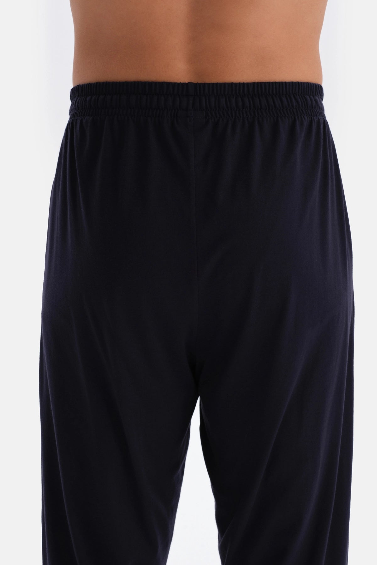 Lacivert Jakarlı Tişört Pantolon Örme Pijama Takımı