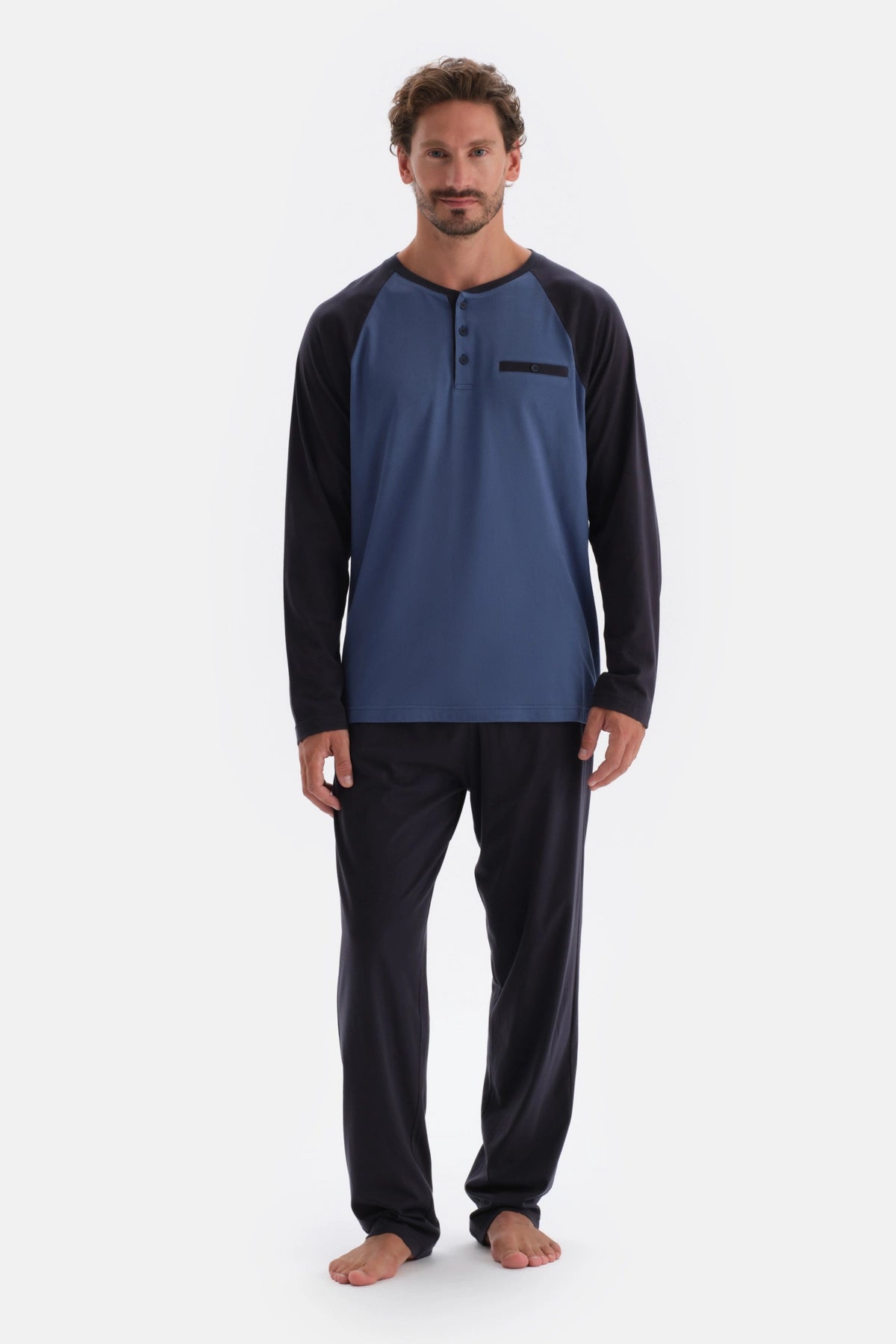 Indigo Yarım Patlı Reglan Kol Penye Modal Pijama Takımı