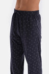 Lacivert Yarım Patlı Metraj Baskılı Modal Pijama Takımı