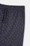 Lacivert Yarım Patlı Altı Metraj Baskılı Plus Size Pijama Takımı