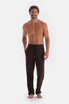 Koyu Kahve V Yaka Uzun Kollu Pamuk Modal Pijama Takımı