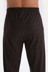 Koyu Kahve Mikroprint Baskılı Interlok Gömlek Pijama Takımı