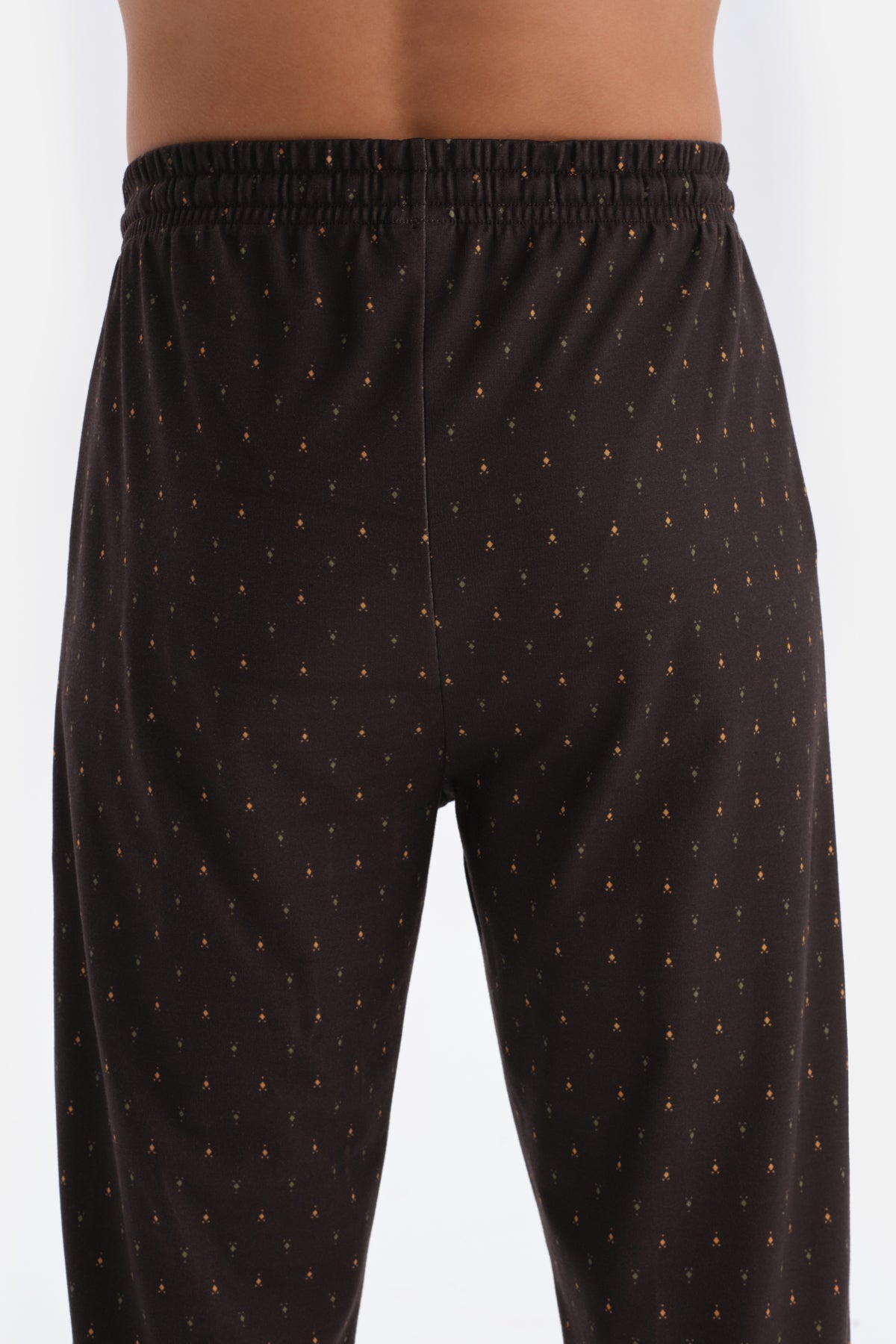 Koyu Kahve Mikroprint Baskılı Interlok Gömlek Pijama Takımı