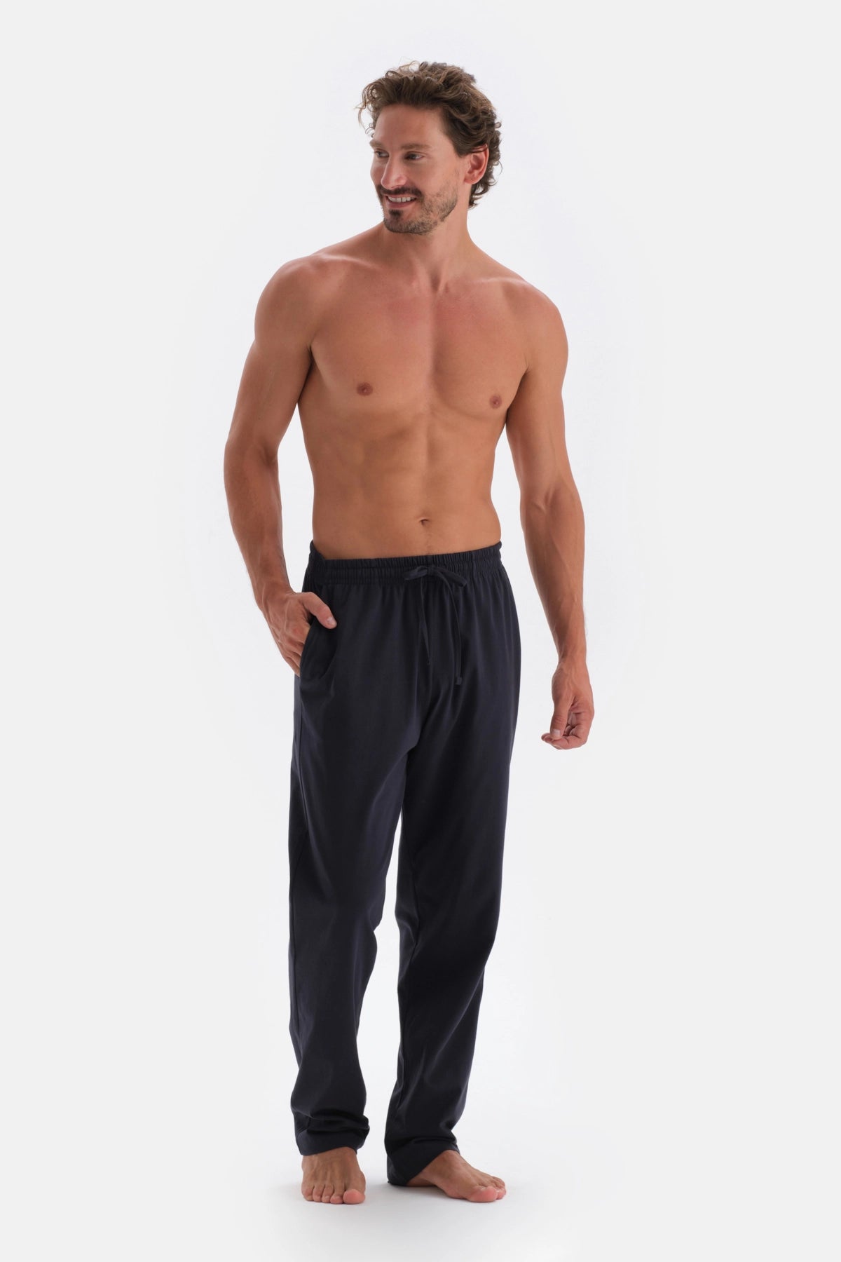 Yeşil Bisiklet Yaka Cep Detaylı Örme Pijama Takımı