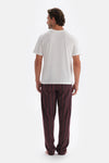 Bordo Çizgi Jakarlı Örme Pijama Altı