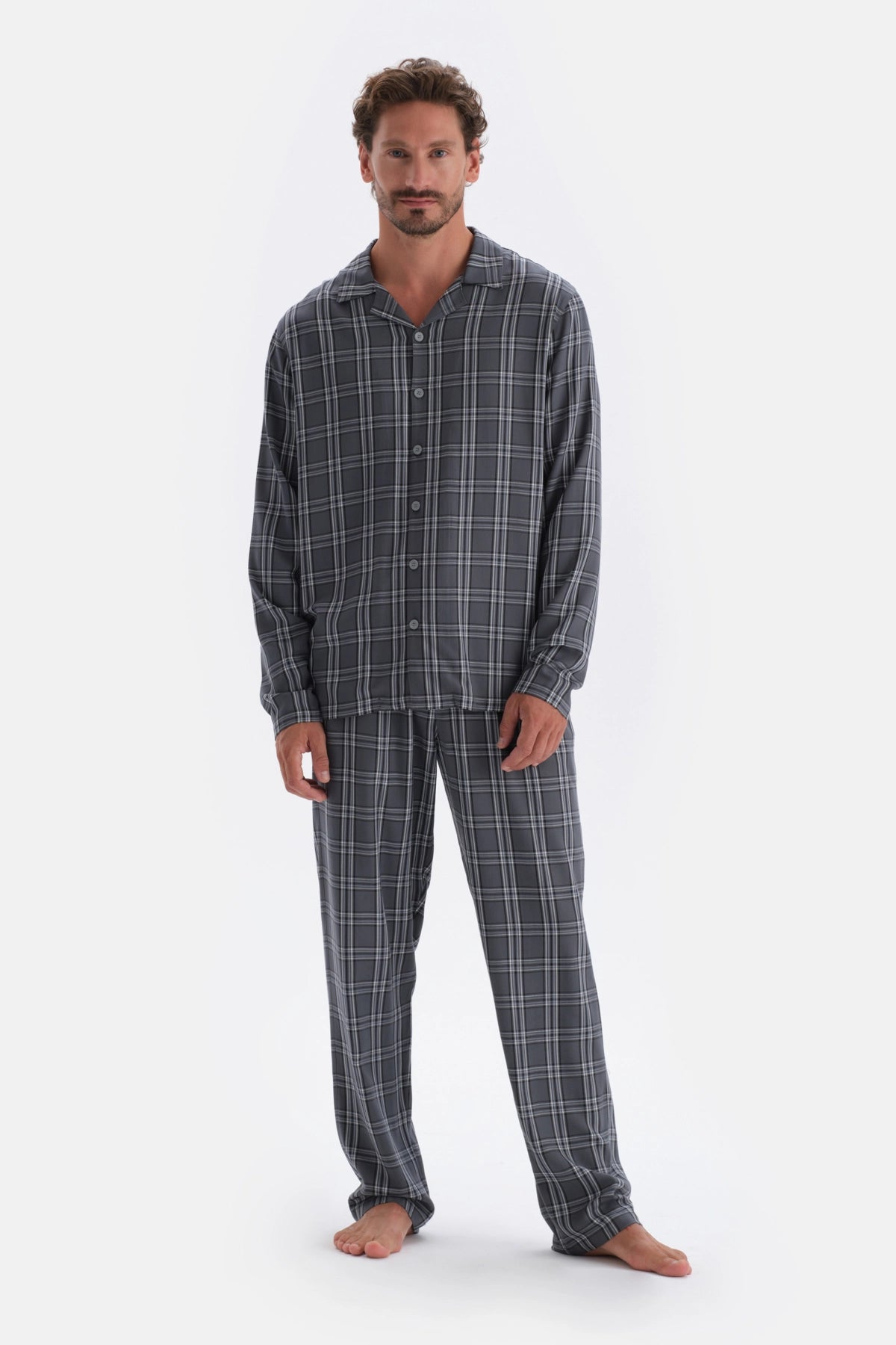 Füme Ekose Dokuma Pijama Altı