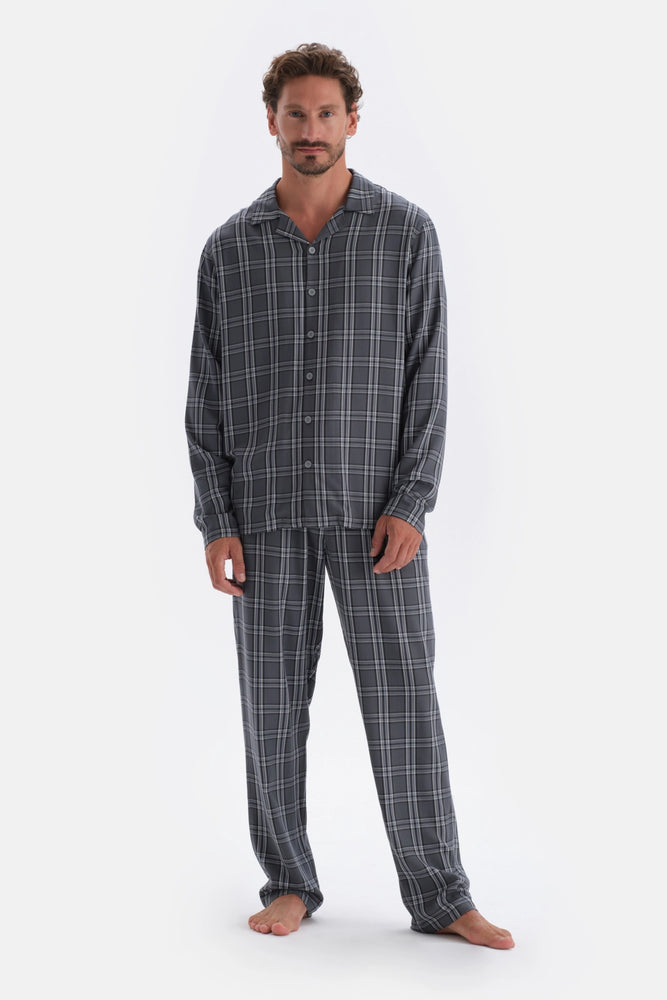 Füme Ekose Dokuma Pijama Altı
