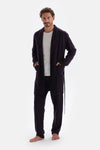 Bordo Çizgi Jakarlı Örme Pijama Altı
