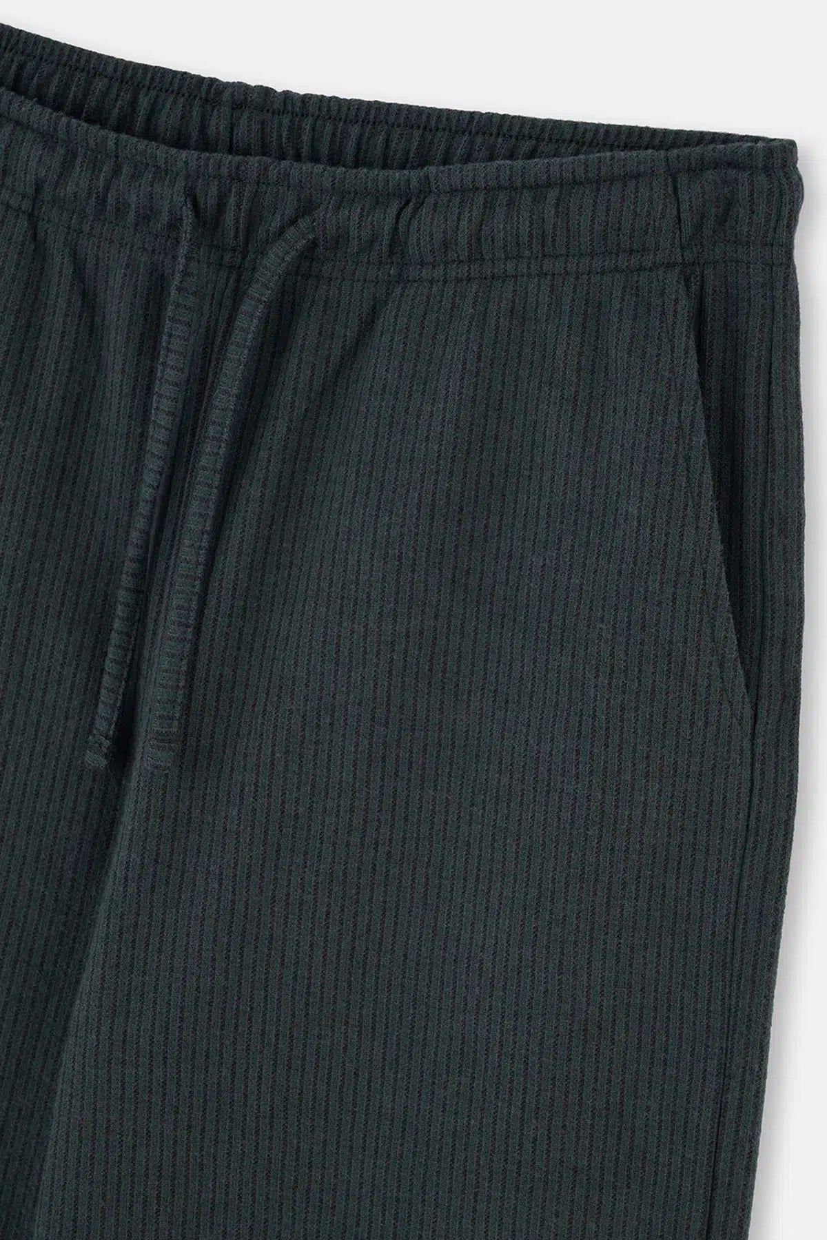 Yeşil Çizgi Jakarlı Örme Pijama Altı