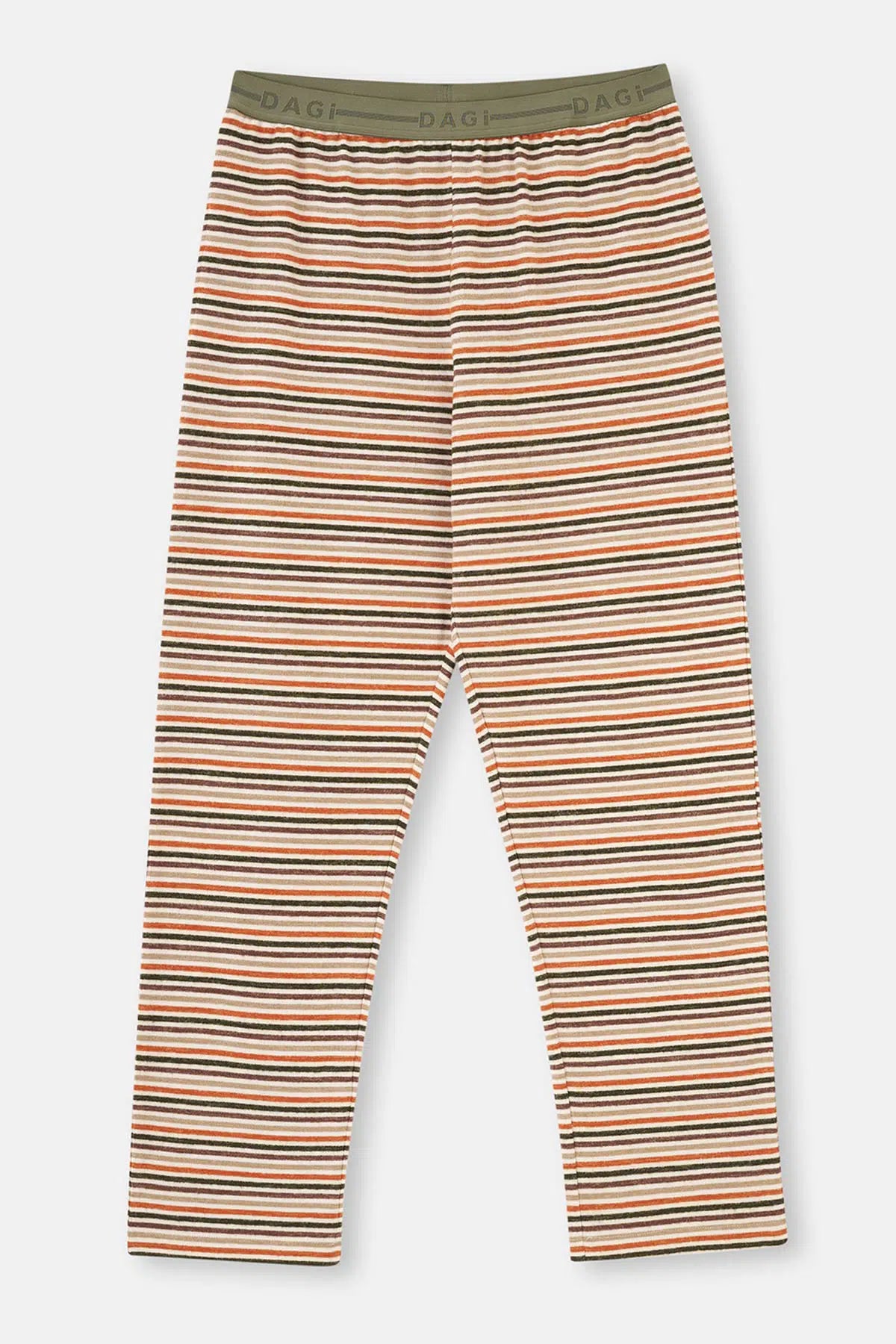 Multicolor Çizgili Örme Tek Pijama Altı
