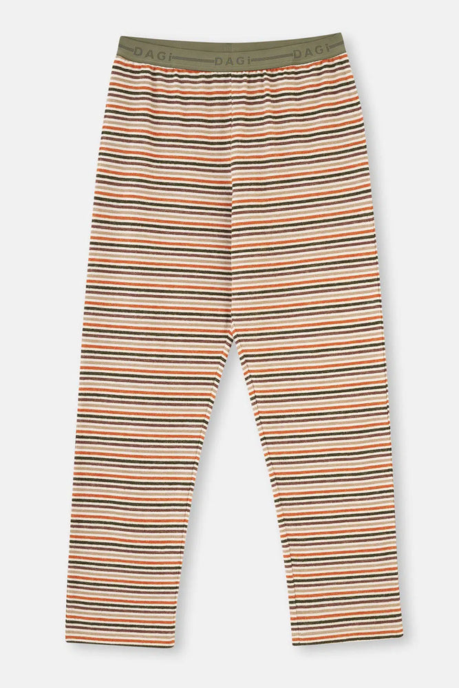 Multicolor Çizgili Örme Tek Pijama Altı