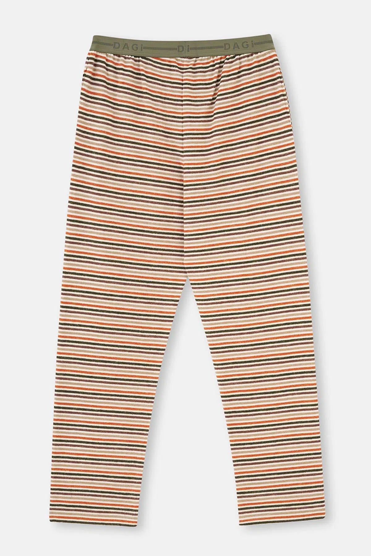 Multicolor Çizgili Örme Tek Pijama Altı
