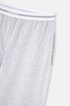 Gri Melanj Beli Lastikli Örme Tek Pijama Altı