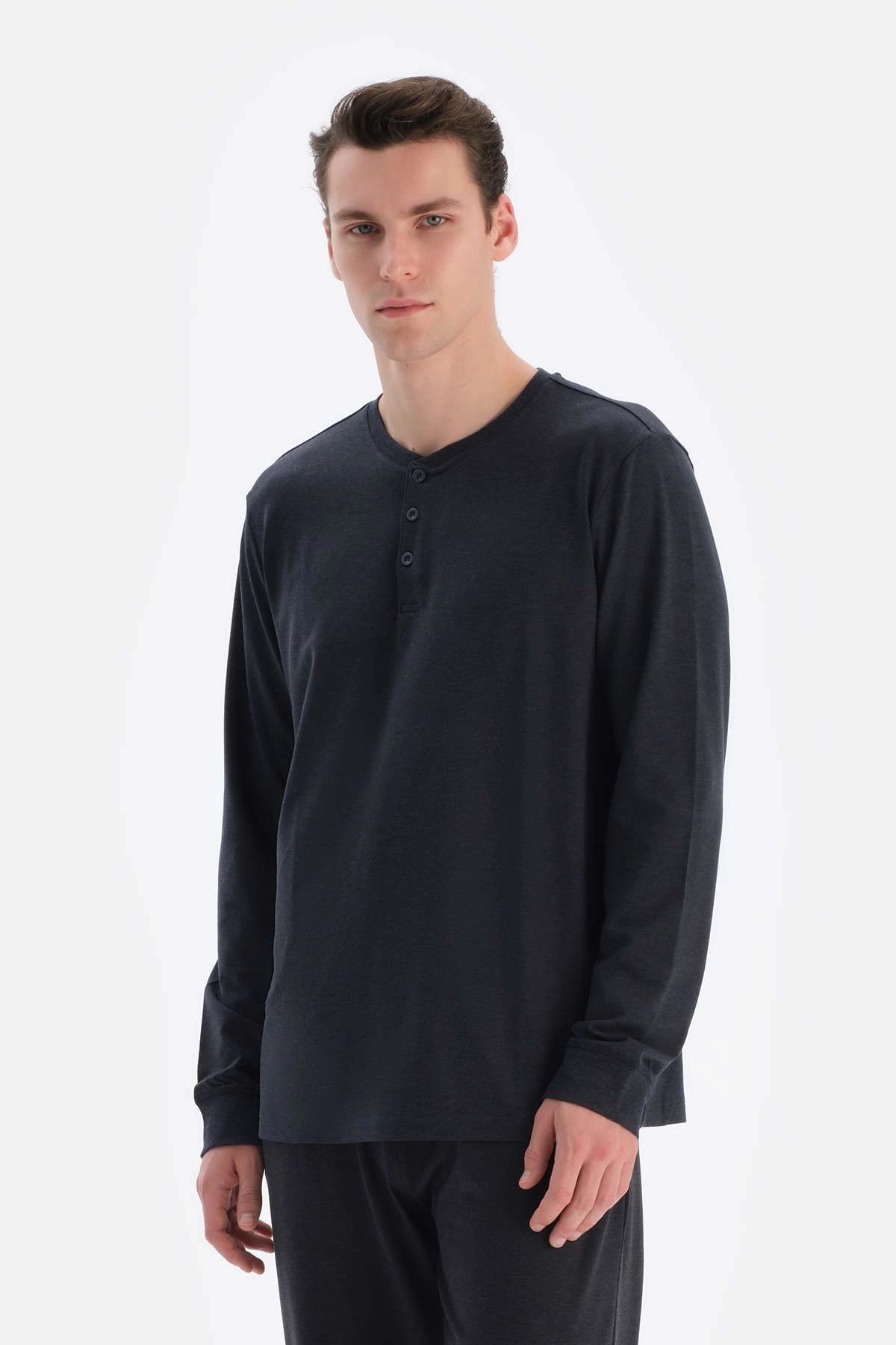 Lacivert Yarım Patlı Regular Fit Everfresh Pijama Üstü