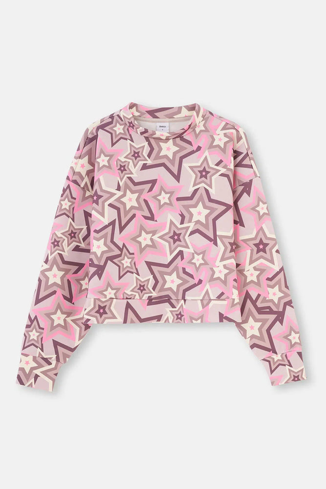 Multicolor Dagi Active Dik Yaka Yıldız Baskılı Scuba Sweatshirt