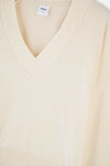 Ekru V Yaka Reglan Kol Kadife Sweatshirt