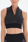 Siyah Dagi Active Seamless Fermuarlı Sporcu Sütyeni
