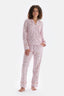 Açık Pembe Minik Çiçek Baskılı Gömlek Pantolon Pijama Takımı