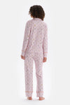Açık Pembe Minik Çiçek Baskılı Gömlek Pantolon Pijama Takımı