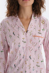 Açık Pembe Minik Çiçek Baskılı Gömlek Pantolon Pijama Takımı