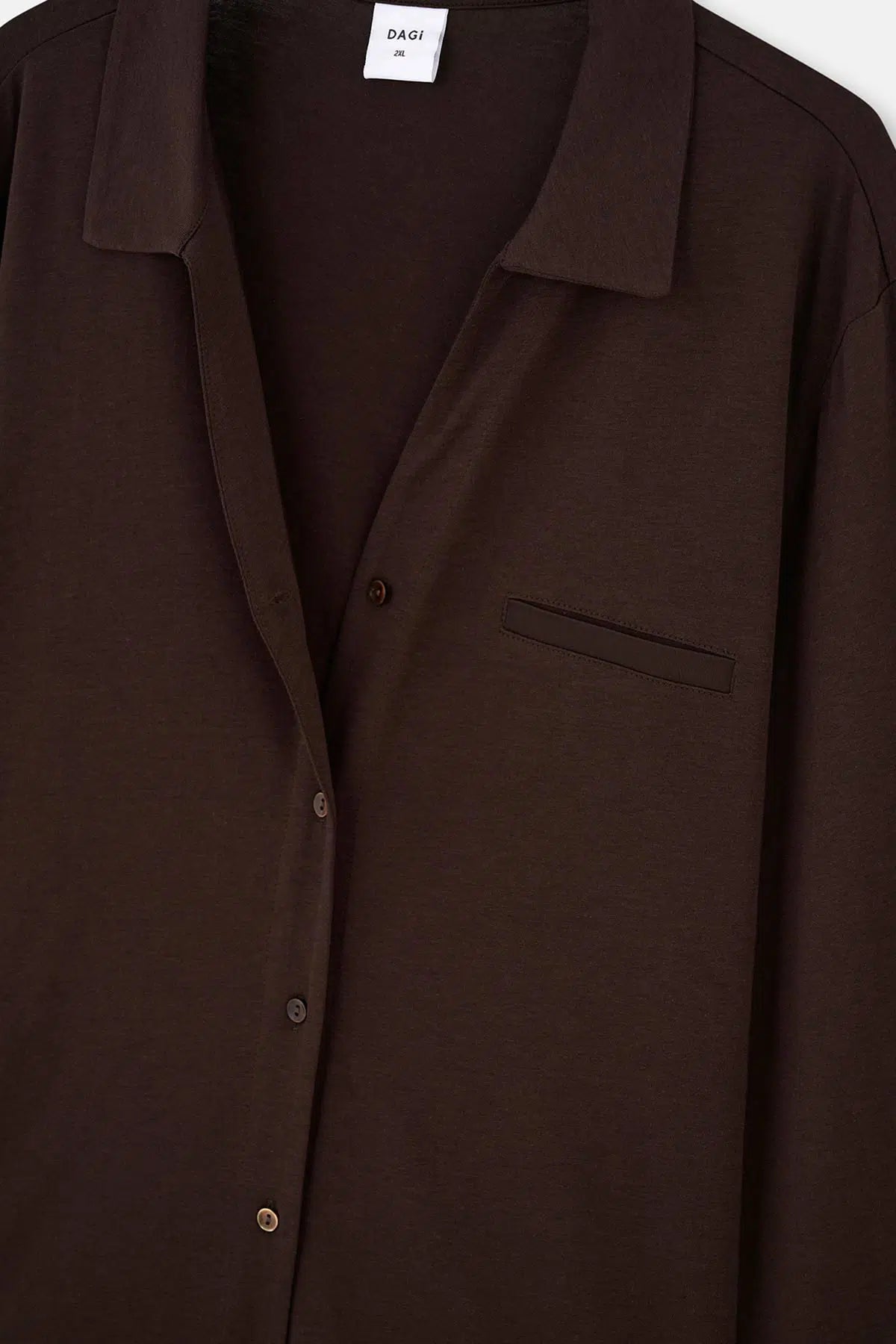 Koyu Kahve Saten Paça Detaylı Gömlek Pantolon Pijama Takımı