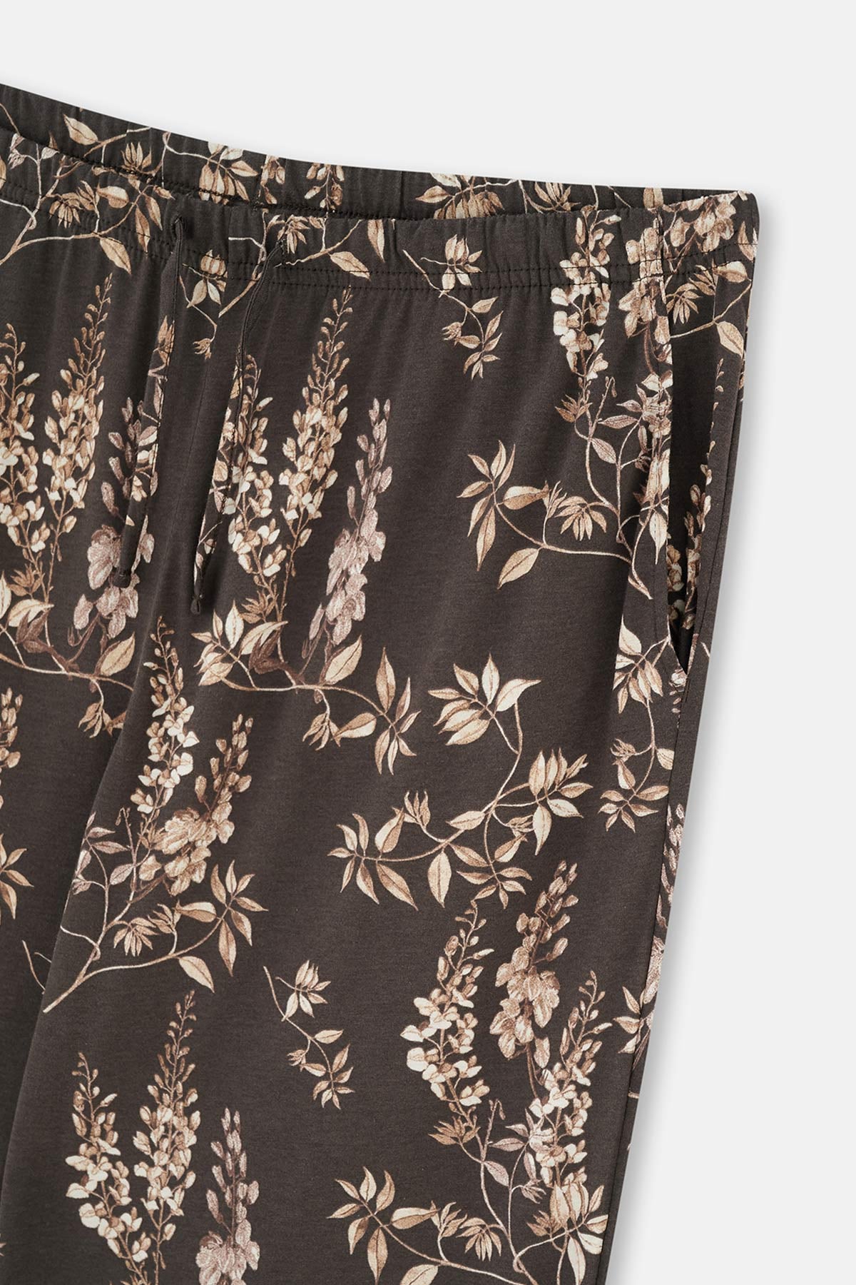 Koyu Kahve Metraj Baskılı Plus Size Pijama Takımı