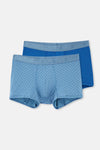 Açık Mavi-Mavi 2'li Desenli Micro Modal Boxer