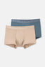 Bej-Indigo 2'li Düz Micro Modal Boxer