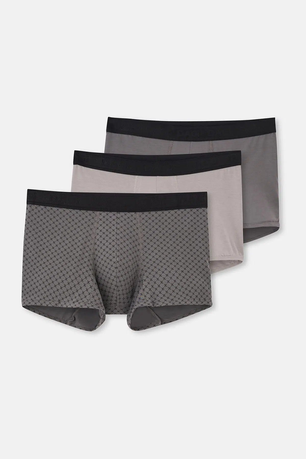 Açık Gri-Gri 3'Lü Desenli Micro Modal Boxer
