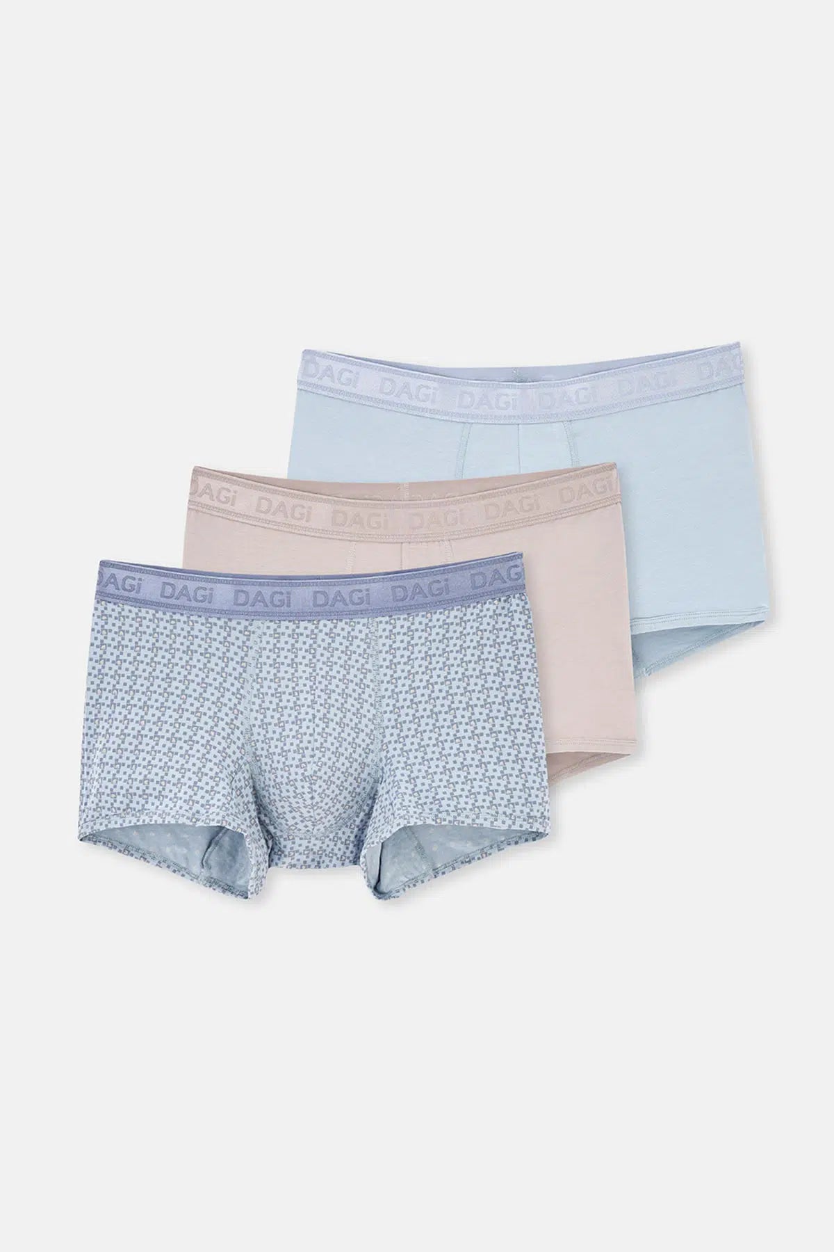 Açık Gri-Gri 3'lü Desenli Micro Modal Boxer