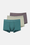 Gri-Mint-Petrol Yeşili 3'lü Düz Micro Modal Boxer