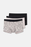 Siyah-Ten 3'Lü Desenli Micro Modal Boxer