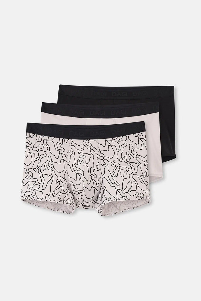 Siyah-Ten 3'Lü Desenli Micro Modal Boxer