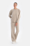 Krem Basıc Modal Sweatshırt