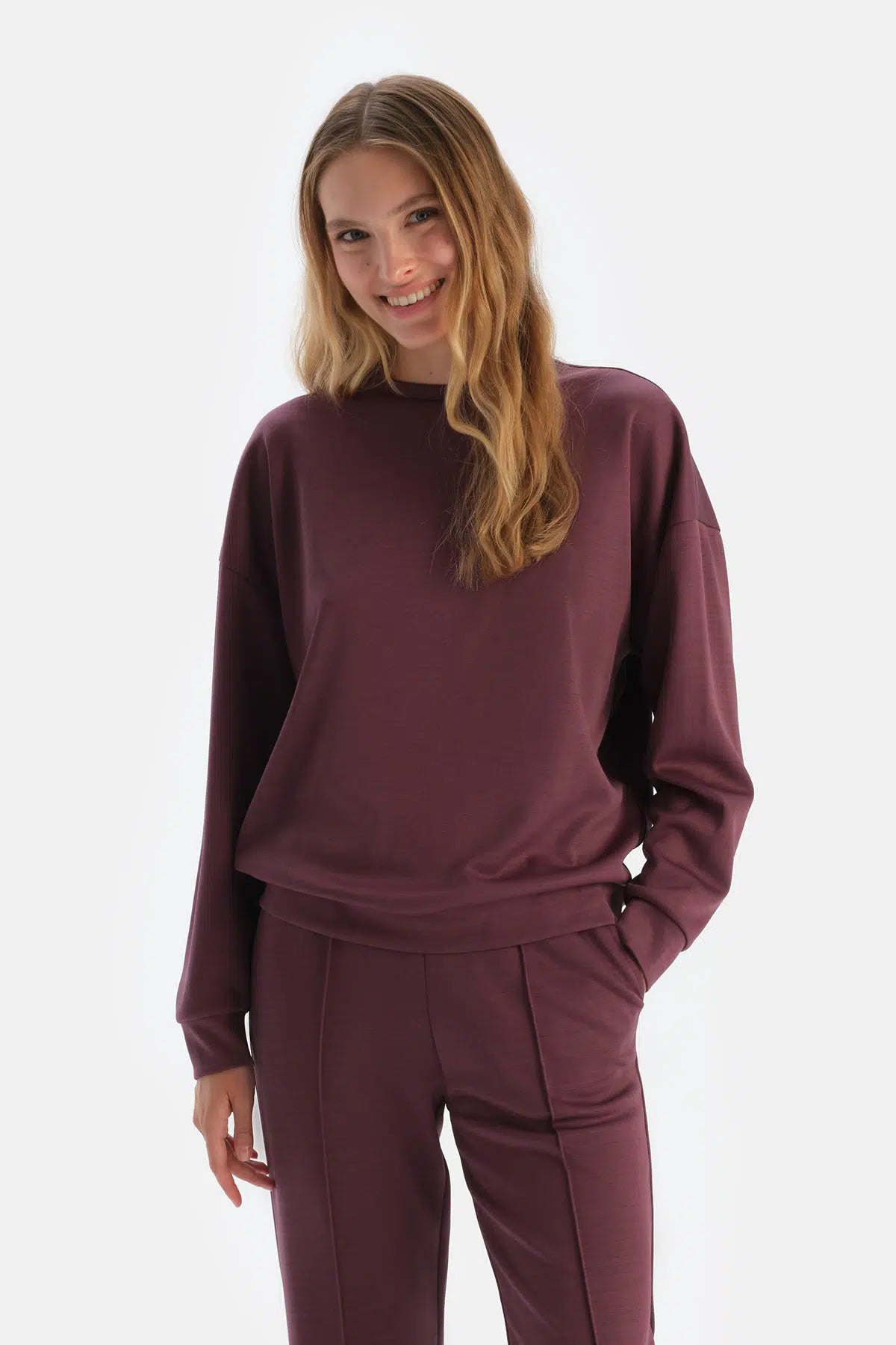 Mürdüm Basıc Modal Sweatshırt
