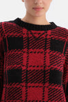 Kırmızı Ekoseli Polar Sweatshırt