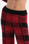 Kırmızı Ekoseli Polar Pantolon