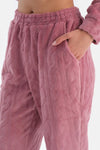 Gül Kurusu Örgü Detaylı Uzun Kollu Pijama Takımı