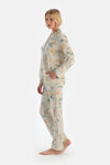 Mint Yeşili Çiçek Desenli Gömlek Pantolon Pijama Takımı