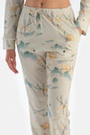 Mint Yeşili Çiçek Desenli Gömlek Pantolon Pijama Takımı