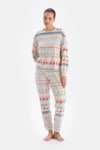 Multicolor Metraj Baskılı Kadife Pijama Takımı