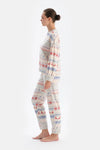Multicolor Metraj Baskılı Kadife Pijama Takımı