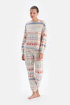 Multicolor Metraj Baskılı Kadife Pijama Takımı