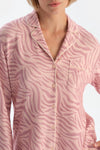 Açık Pembe Zebra Desenli Termal Pijama Takımı