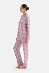 Soft Pembe Soft Ekoseli Termal Gömlek Pantolon Pijama Takımı