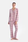 Soft Pembe Soft Ekoseli Termal Gömlek Pantolon Pijama Takımı